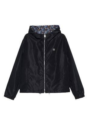 FENDI logo-plaque hooded jacket - Blue