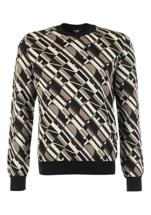 FENDI patterned crew-neck sweater - Brown