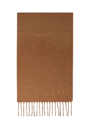 Max Mara monogram embroidered wool scarf - Brown