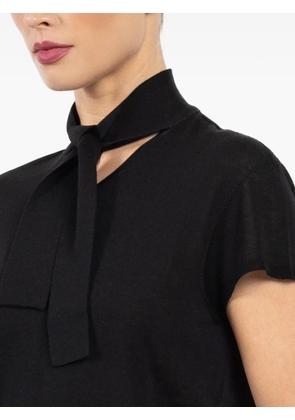 Mantu tied-neck short-sleeved top - Black