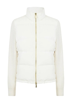 Eleventy quilted knitted-sleeve jacket - White