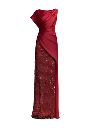 Gemy Maalouf sequined draped gown - Red