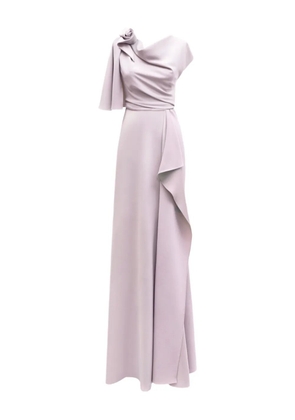 Gemy Maalouf draped asymmetrical-sleeves gown - Purple
