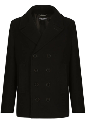 Dolce & Gabbana logo-tag double-breasted peacoat - Black