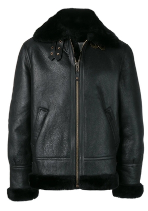Schott shearling biker jacket - Black