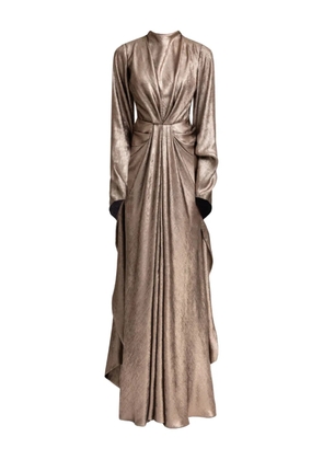 Gemy Maalouf draped long-sleeve maxi dress - Gold