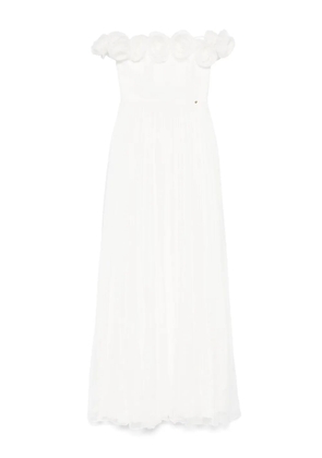 NISSA floral-appliqué maxi dress - White