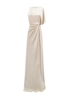 Gemy Maalouf asymmetrical-neckline draping maxi dress - Neutrals
