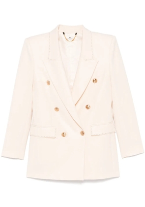 Elisabetta Franchi contrasting-stitching virgin-wool blazer - Neutrals