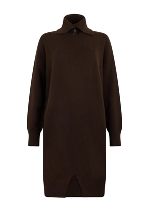 Malo button-collar midi dress - Brown