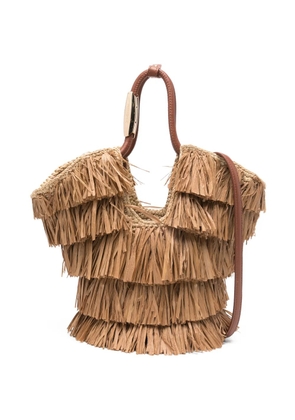 ZIMMERMANN small Goldentime fringed tote bag - Neutrals