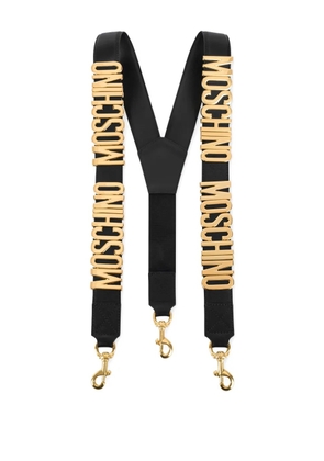 Moschino logo-plaque leather suspenders - Black