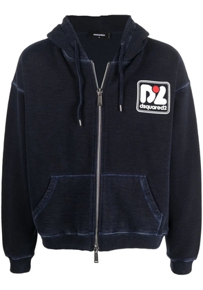 DSQUARED2 logo-print zip-up hoodie - Blue