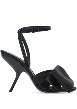 Ferragamo asymmetric-bow satin sandals - Black