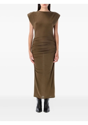 MARANT ÉTOILE padded-shoulder midi dress - Brown