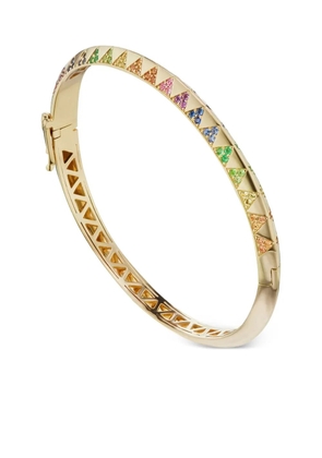 Harwell Godfrey 18K yellow gold Knife Edge Rainbow multi-stone bangle