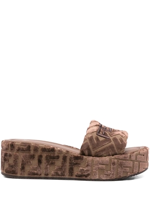 FENDI FF logo platform slides - Neutrals