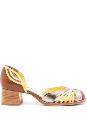 Sarah Chofakian Elaine colour-block 70mm pumps - Brown