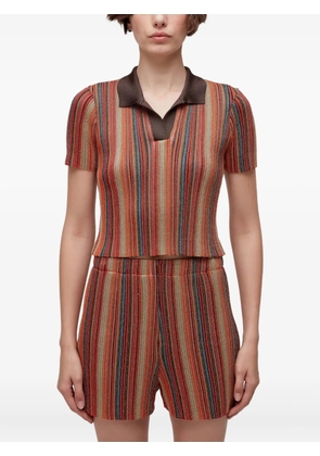 Osklen striped polo-neck T-shirt - Brown