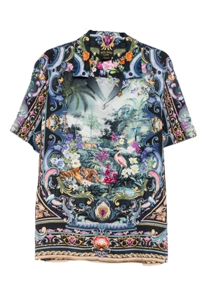 Camilla baroque-print point-collar shirt - Black