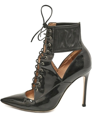 Gianvito Rossi 105mm patent-leather lace-up boots - Black