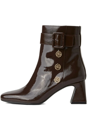 Karl Lagerfeld buckle patent-leather boots - 157 BROWN