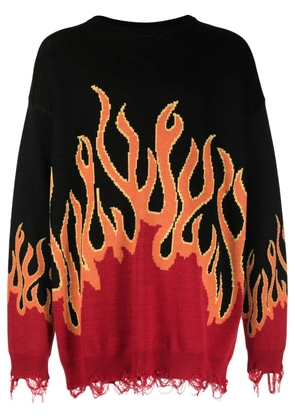 Haculla distressed intarsia-knit flame jumper - Black