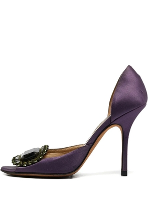 Jimmy Choo Pre-Owned 105mm Kendal embellished satin pumps - Purple