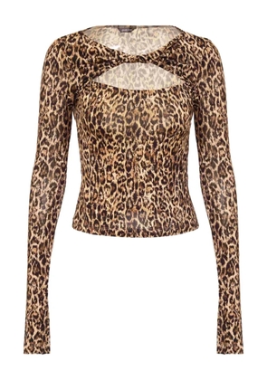 Just Cavalli leopard-print twist-detail top - Brown