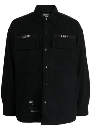 izzue slogan-print denim jacket - Black
