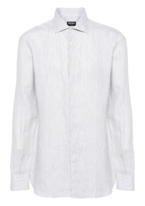 Zegna linen striped-pattern shirt - Green