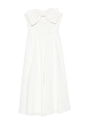 NISSA bow-detailed midi dress - White