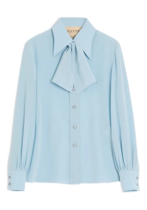 Valentino Garavani Crepe De Chine scarf-detail shirt - Blue