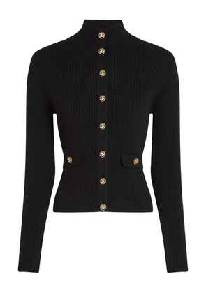 Karl Lagerfeld ribbed high-neck button cardigan - Black