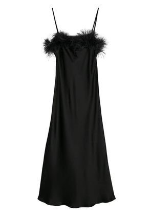Antonelli Ligorio feather-trim satin dress - Black