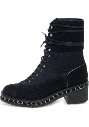 CHANEL Pre-Owned 65mm denim combat boots - Black
