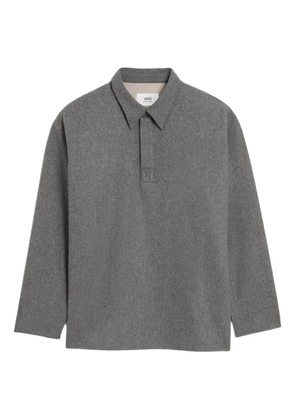 AMI Paris long-sleeved wool polo shirt - Grey