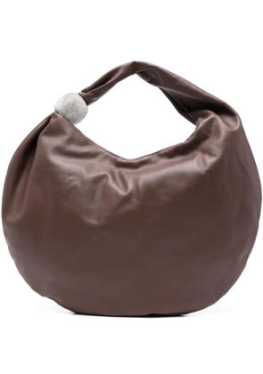 Giuseppe Di Morabito crystal-embellished leather shoulder bag - Brown