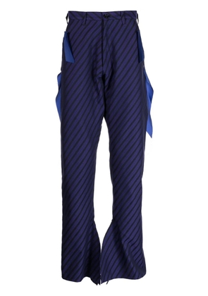 sulvam diagonal-striped straight-leg trousers - Purple