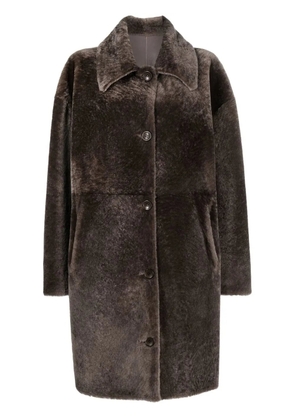 Liska leather reversible single-breasted coat - Brown