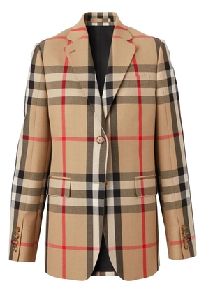 Burberry check wool-cotton jacquard tailored jacket - Neutrals