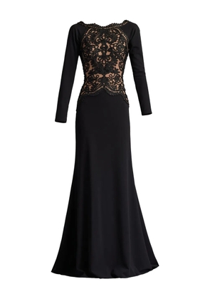 Tadashi Shoji long-sleeve embroidered gown - Black