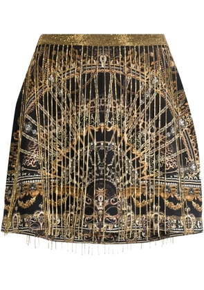Camilla fringed silk miniskirt - Multicolour