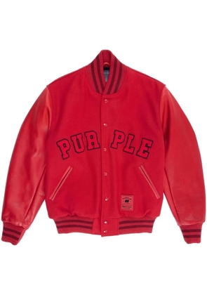 Purple Brand logo-appliqué varsity bomber jacket - Red