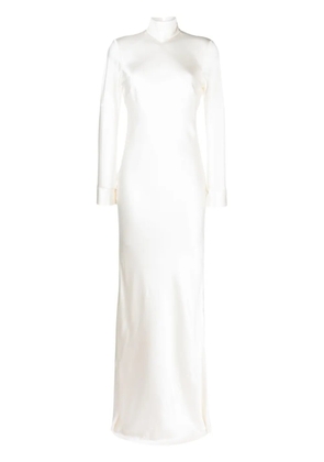Michelle Mason open-back long-sleeve gown dress - White