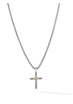 David Yurman 14kt yellow gold and sterling silver Petite X Cross necklace (24mm)