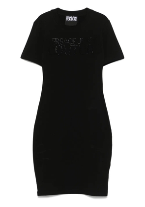 Versace Jeans Couture crystal institutional logo mini dress - Black