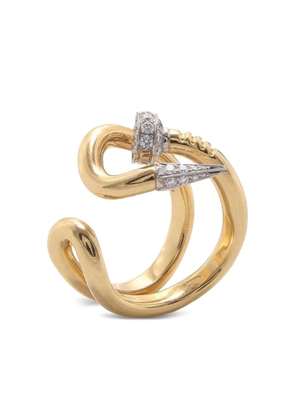 David Webb 18K yellow gold Bent Nail diamond ring