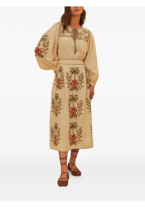 FARM Rio Tropical Flower embroidered blouse - Neutrals