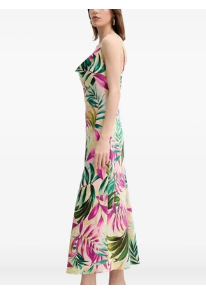 GUESS USA cowl-neck leaf-print dress - Yellow